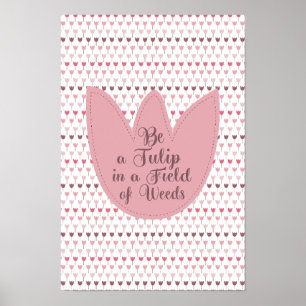 Poster Motif simple de tulipe rose