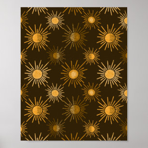Poster Motif solaire monochrome boho