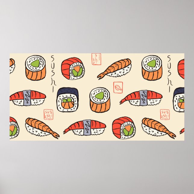 Poster motif sushi sans soudure (Devant)