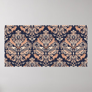 Poster Motif symétrique sans couture dans le style Damask