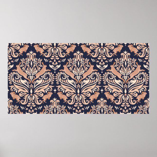 Poster Motif symétrique sans couture dans le style Damask (Devant)