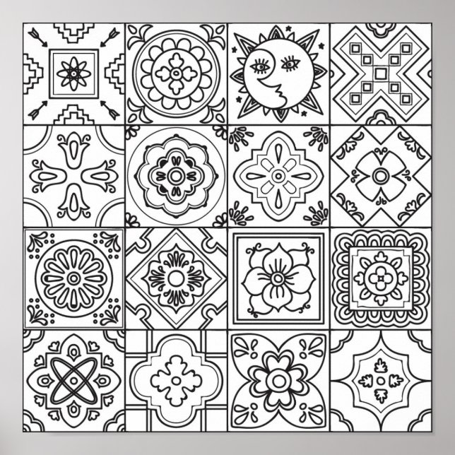 Poster Motif Talavera inspiré 2 (Devant)