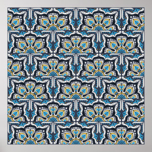 Poster Motif Talavera. Un patchwork indien. Azulejos port