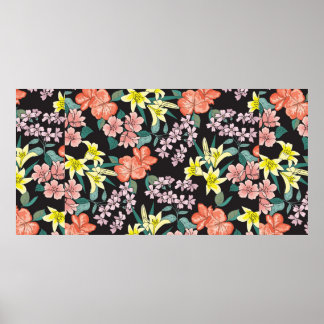 Poster Motif tendance en petites fleurs. Barrière florale