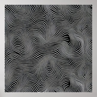 Poster Motif tourbillonnant d'Op Art noir et blanc