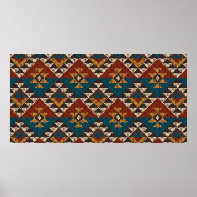 Poster Motif traditionnel Tribal Aztec sans couture sur w (Devant)