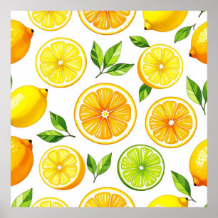 Poster Motif tranche de citron agrume