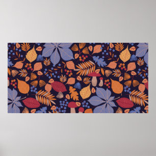 Poster Motif transparent à l'automne avec feuilles, branc