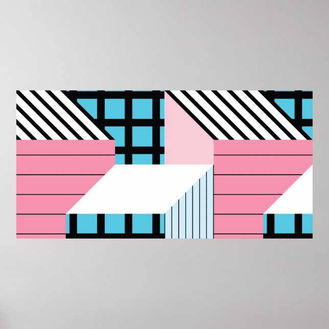 Poster Motif transparent avec formes géométriques abstrai (Devant)