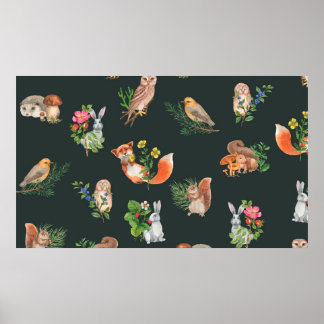 Poster Motif transparent dessiné à la main avec aquarelle