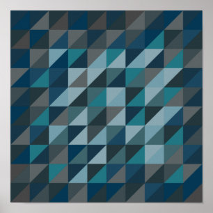 Poster Motif triangle géométrique en bleu et gris