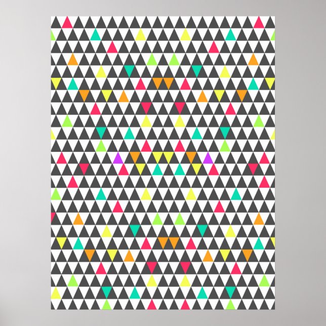 Poster Motif triangle géométrique rétro tendance (Devant)