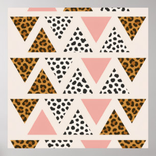 Poster Motif Triangle Léopard Chic et Rose