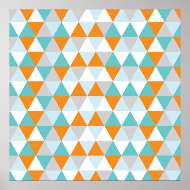 Poster Motif triangle moderne turquoise et orange (Devant)