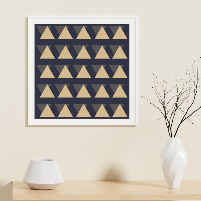 Poster Motif triangle simple en or et gris charbon (Créateur téléchargé)