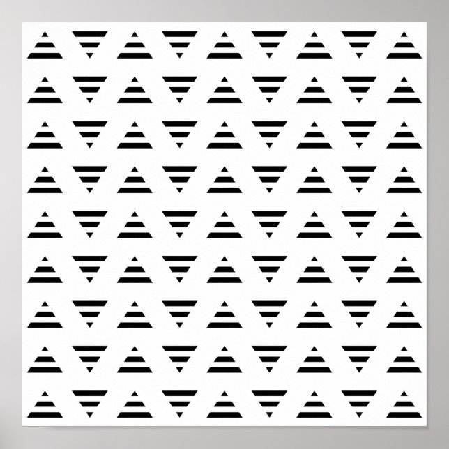 Poster Motif triangles de bande noir et blanc. (Devant)