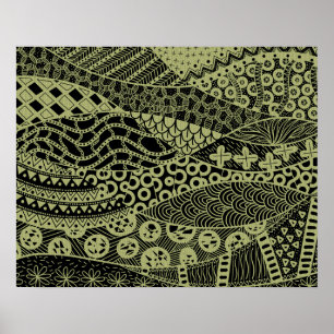 Poster Motif tribal Abstrait et géométrique jaune élégant