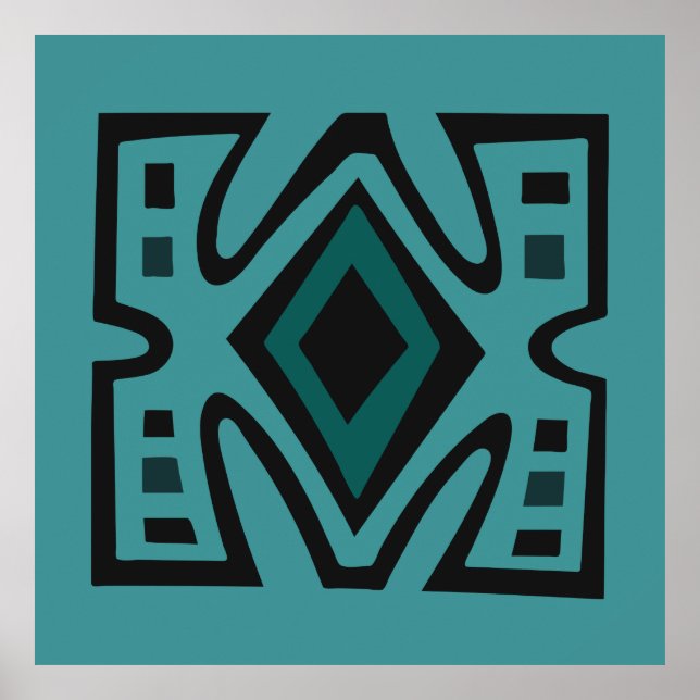 Poster motif tribal géométrique d'Afrique Abstraite (Devant)