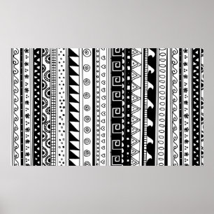 Poster Motif tribal noir et blanc