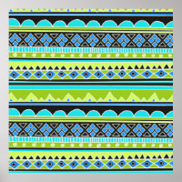 Motif tribal vert et bleu au néon