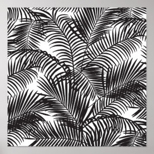 Poster Motif tropical noir moderne de palmiers