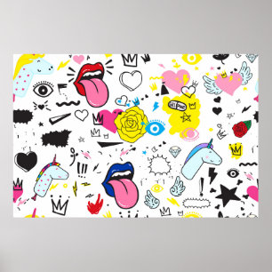 Poster Motif universel à la main tendance sans couture. T