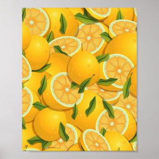 Poster Motif vibrant de citron jaune tropical