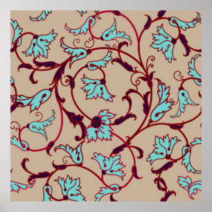 Poster motif vintage à texture florale. Motif sans faille
