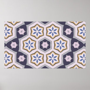 Poster Motif vintage circulaire sans couture. Décor color