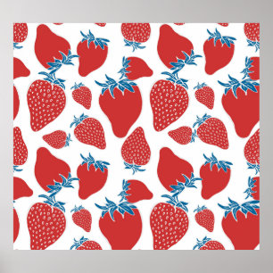 Poster Motif Vintage de fraise à main