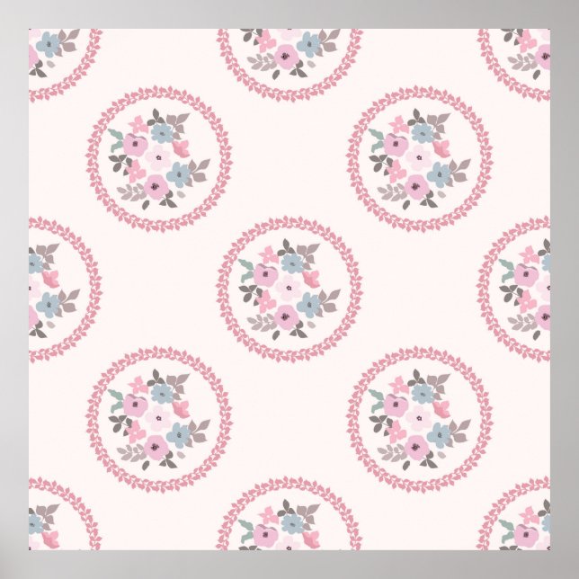 Poster motif vintage de sac à dos en petites fleurs. Mill (Devant)