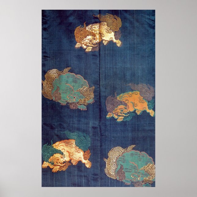 Poster Motif vintage japonais Lion (Devant)
