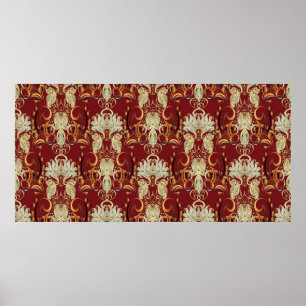 Poster motif vintage sans soudure. Papier peint orné de f