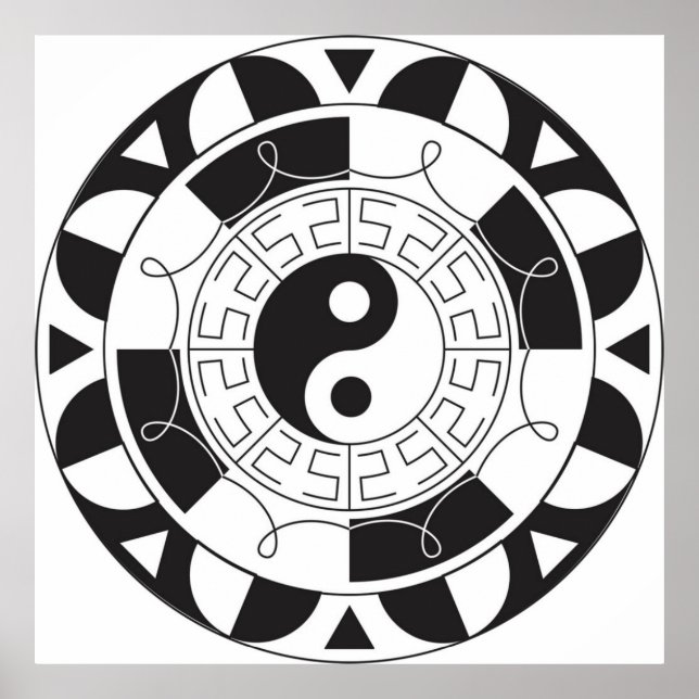 Poster Motif Yin Yang Noir Et Blanc (Devant)