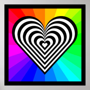 Poster Motif ZEBRA HEART RAINBOW