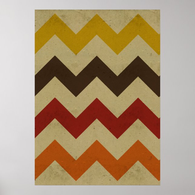 Poster Motif zig zag du chevron rétro (Devant)