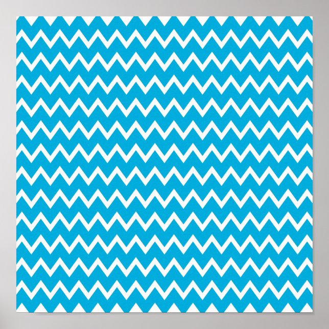 Poster Motif Zigzag bleu et blanc (Devant)
