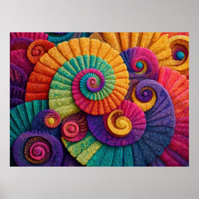 Poster Motifs Abstraits de la spirale vibrante (Devant)