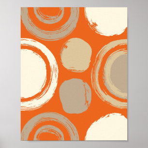Poster Motifs circulaires abstraits sur fond orange