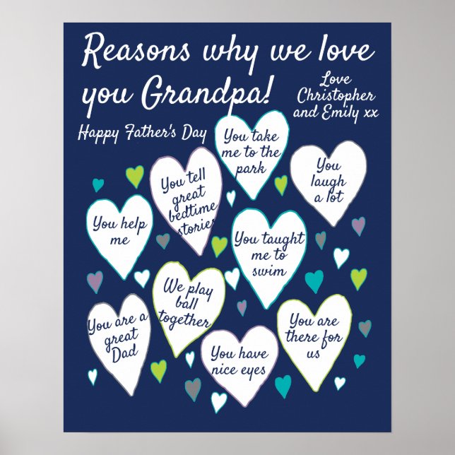 Poster Motifs de Fête des pères personnalisée Nous aimons (Devant)