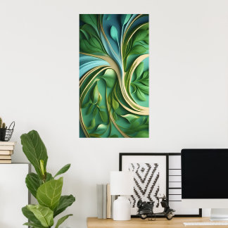 Poster Motifs de Feuilles verts dynamiques
