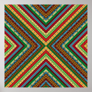 Poster Motifs et symboles géométriques africains colorés