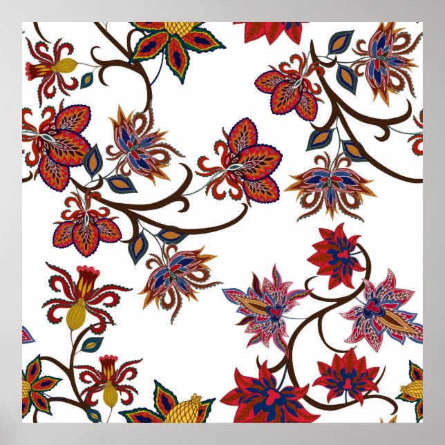 Poster Motifs orientaux. Motif sans couture avec belle (Devant)