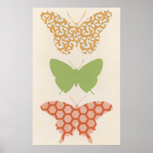 Poster Motifs papillons décoratifs sur Arrière - plan crè