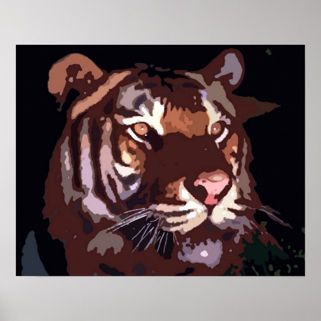 Poster Motivation Blacklight Tiger Eyes Imprimer (Devant)