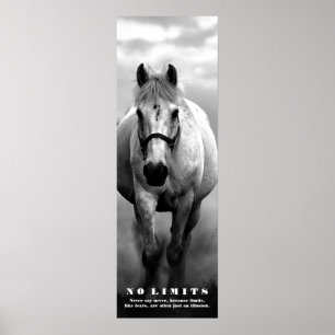 Poster Motivation Cheval Sans Limites Artwork Noir Blanc