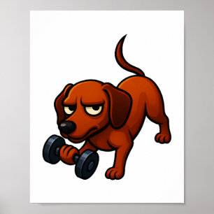 Poster Motivation comique d'un dachshund énergique avec h