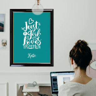 Poster Motivation de triathlon moderne Turquoise Typo bla