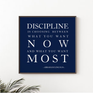 Poster Motivation Discipline Bleu Marine Blanc 