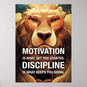 Poster Motivation Discipline Lion Citations Motivationnel